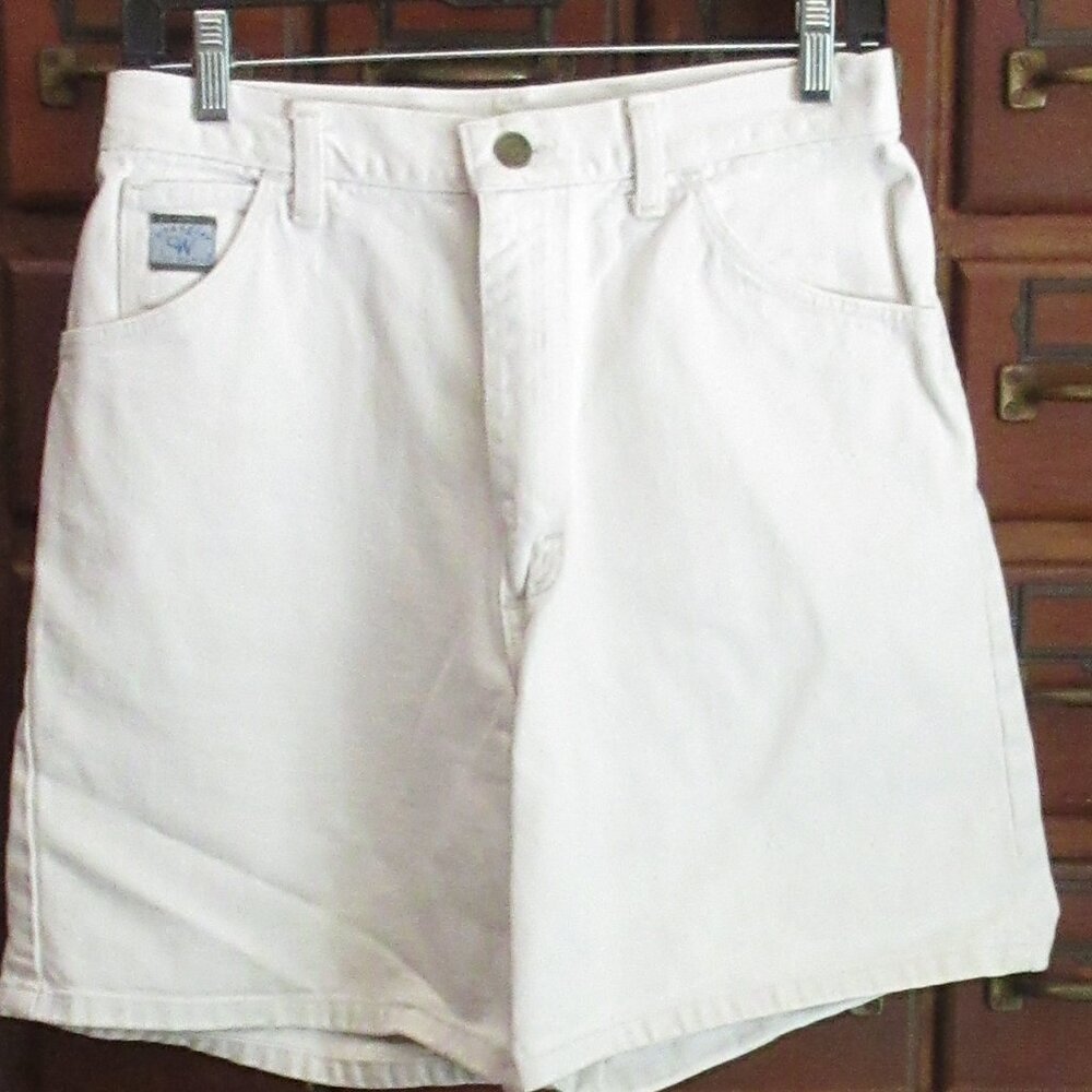 WRANGLER White Cotton Denim Shorts 30